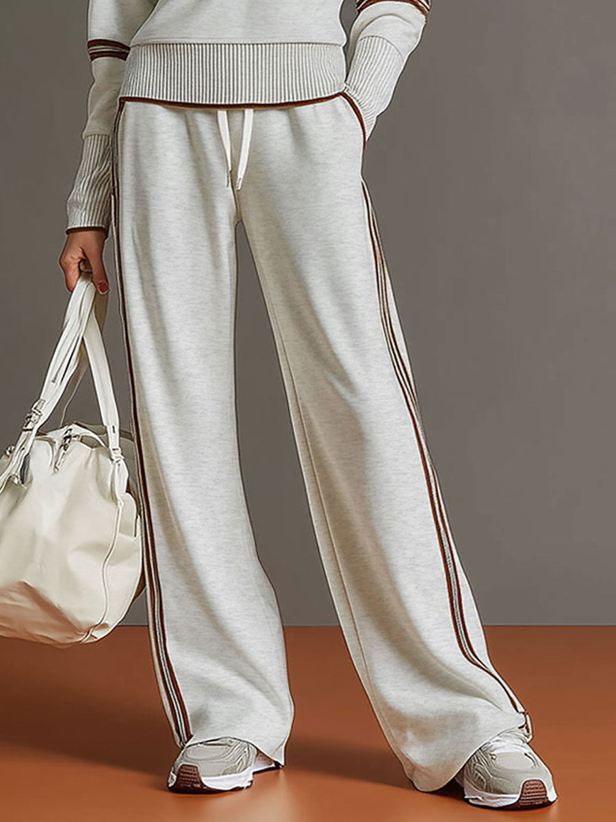 Jogginganzug Damen Zweiteiler | Pullover mit Reißverschluss und Weite Hose