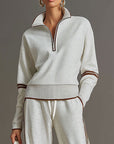 Jogginganzug Damen Zweiteiler | Pullover mit Reißverschluss und Weite Hose