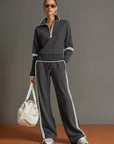 Jogginganzug Damen Zweiteiler | Pullover mit Reißverschluss und Weite Hose