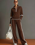 Jogginganzug Damen Zweiteiler | Pullover mit Reißverschluss und Weite Hose