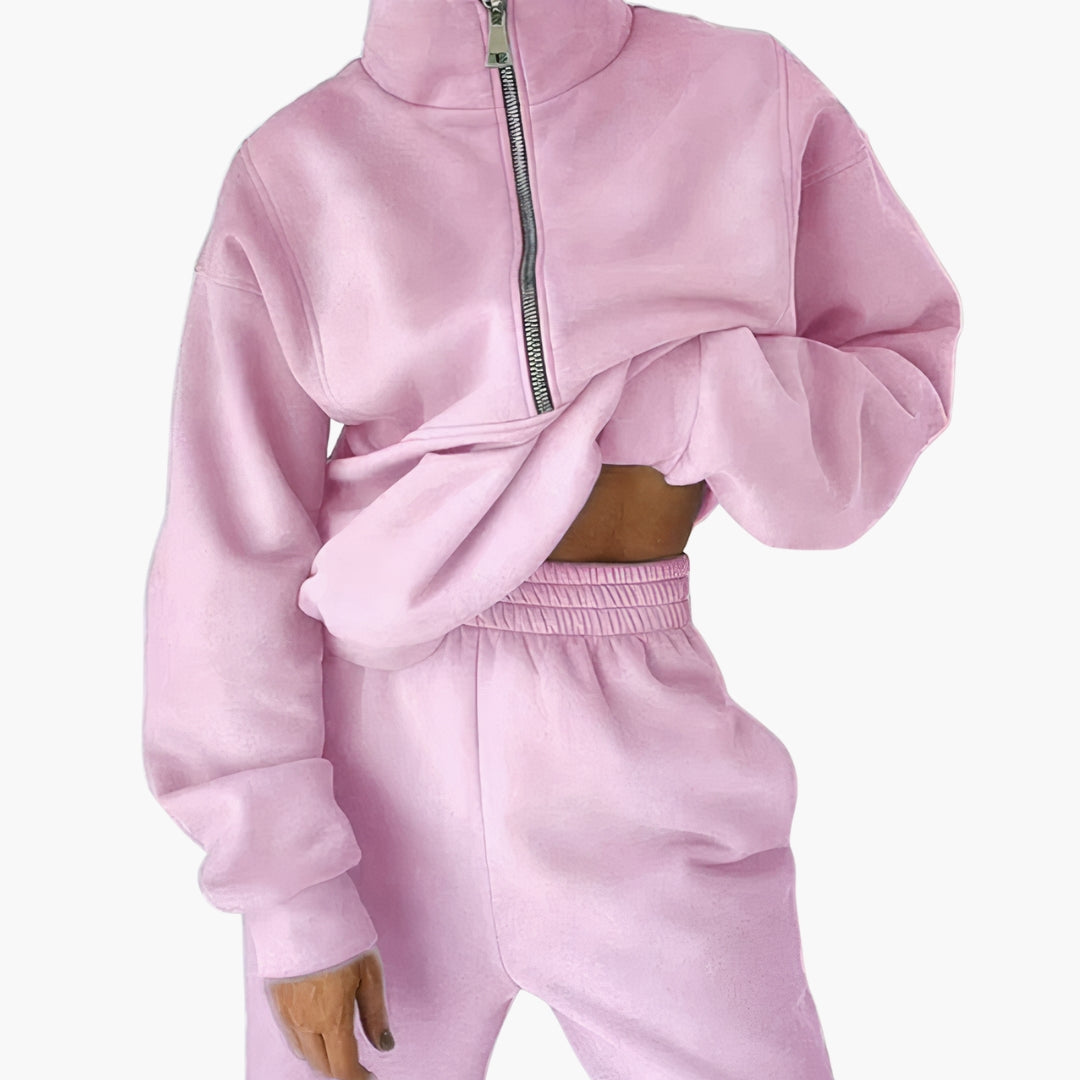 Jogginganzug Damen Zweiteiler | Sweatshirt mit Reißverschluss