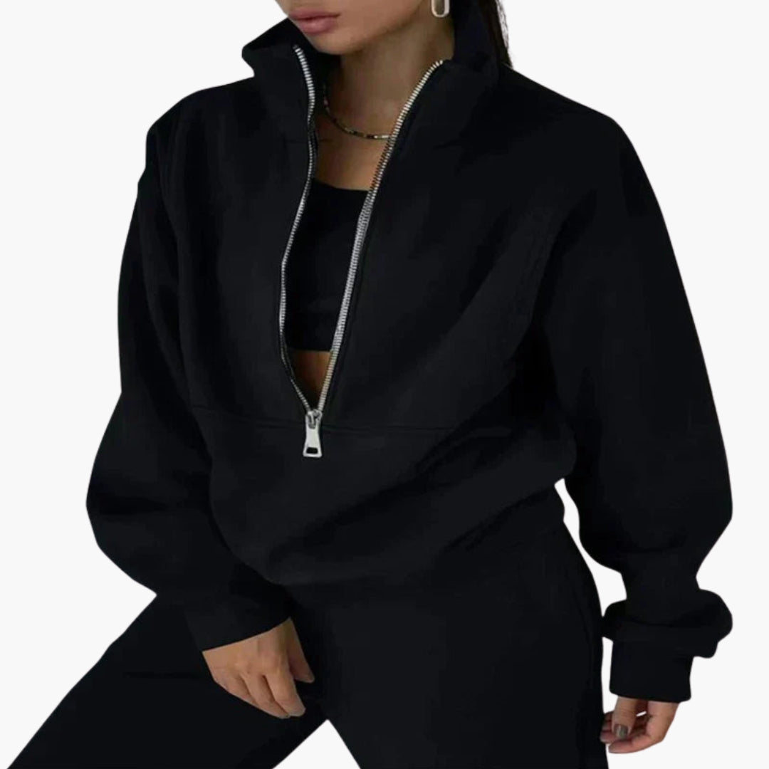 Jogginganzug Damen Zweiteiler | Sweatshirt mit Reißverschluss