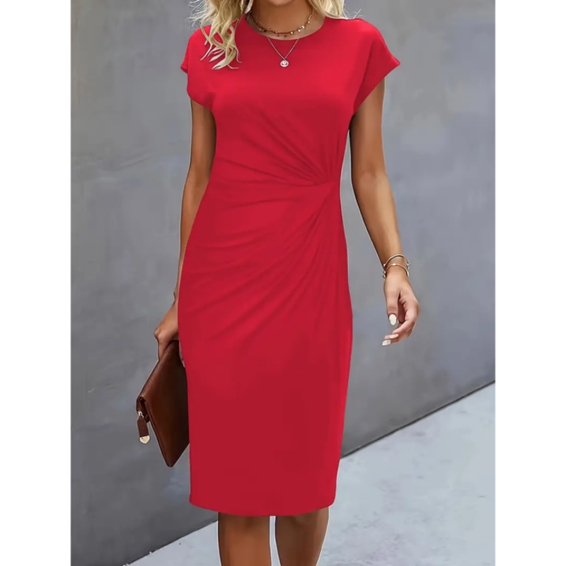 Kleid Damen Midi | Elegantes Kurzarmkleid mit Figurbetonter Passform