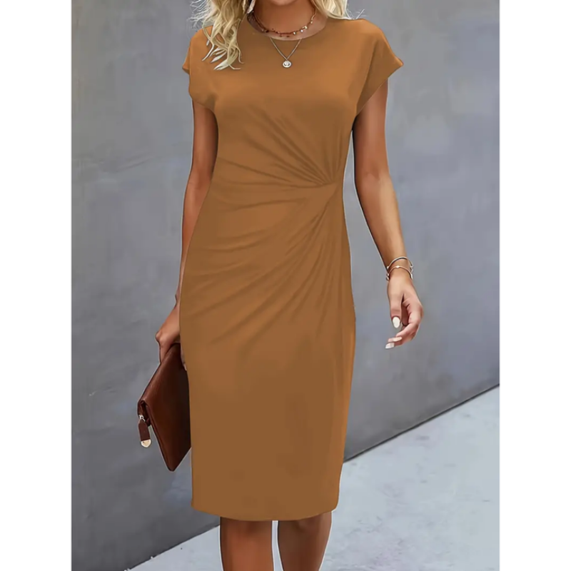 Kleid Damen Midi | Elegantes Kurzarmkleid mit Figurbetonter Passform