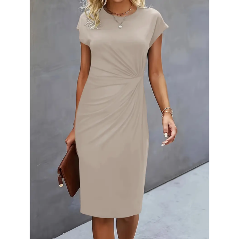 Kleid Damen Midi | Elegantes Kurzarmkleid mit Figurbetonter Passform