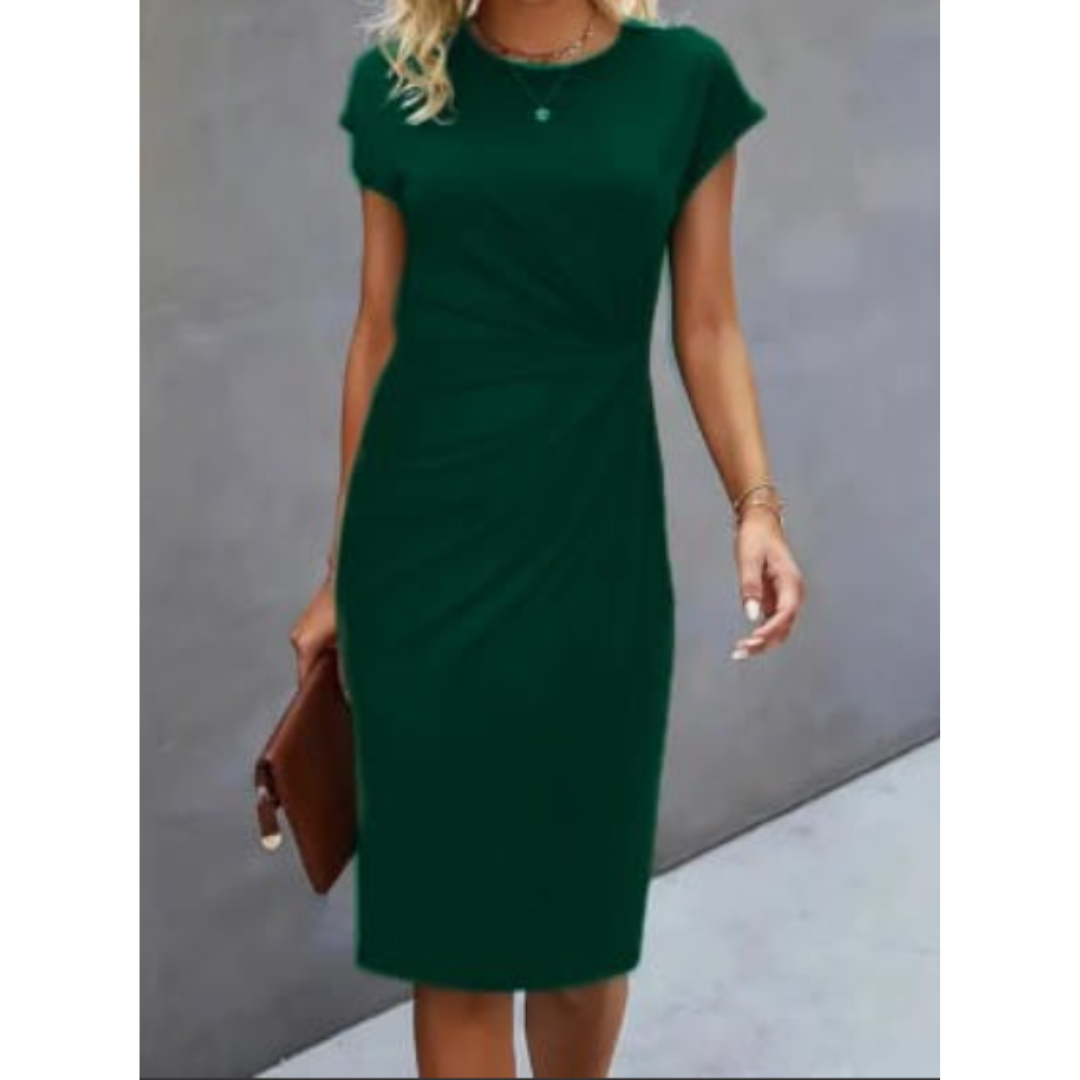 Kleid Damen Midi | Elegantes Kurzarmkleid mit Figurbetonter Passform