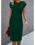 Kleid Damen Midi | Elegantes Kurzarmkleid mit Figurbetonter Passform
