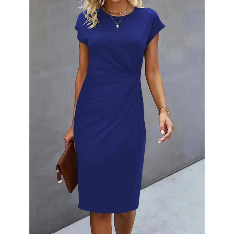 Kleid Damen Midi | Elegantes Kurzarmkleid mit Figurbetonter Passform