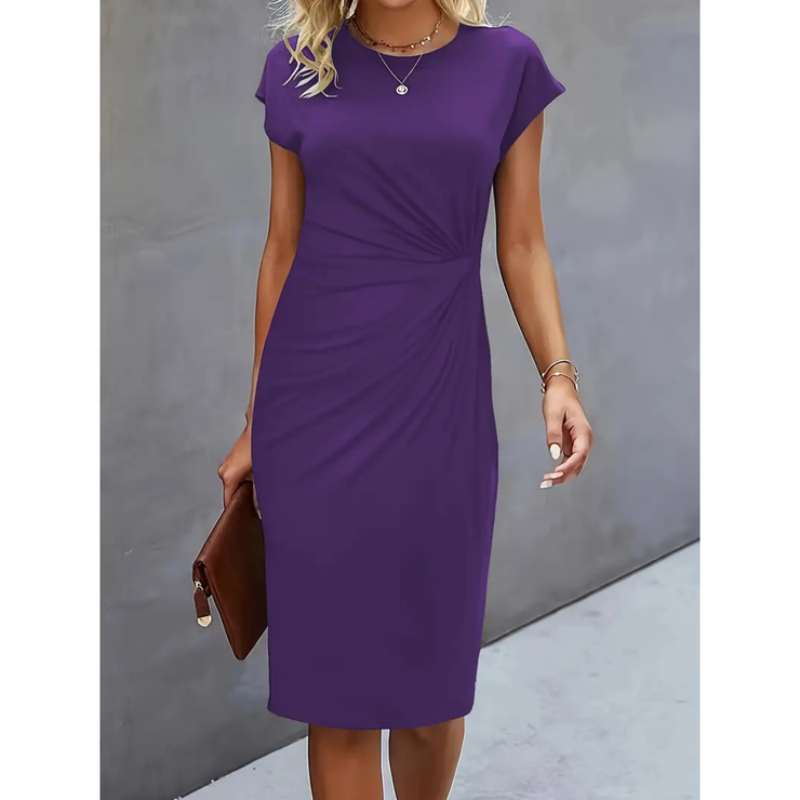 Kleid Damen Midi | Elegantes Kurzarmkleid mit Figurbetonter Passform