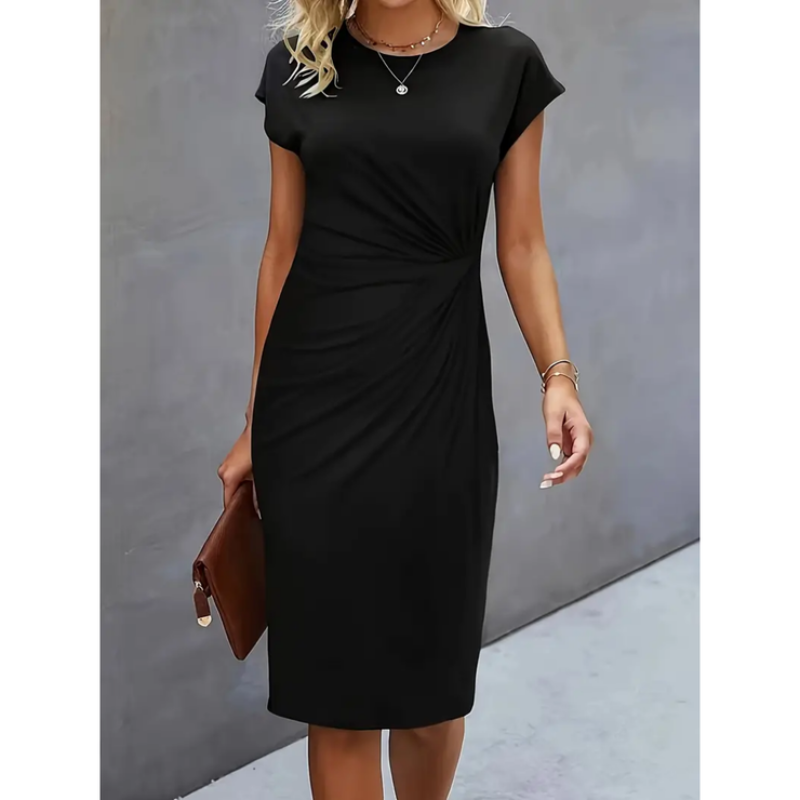 Kleid Damen Midi | Elegantes Kurzarmkleid mit Figurbetonter Passform