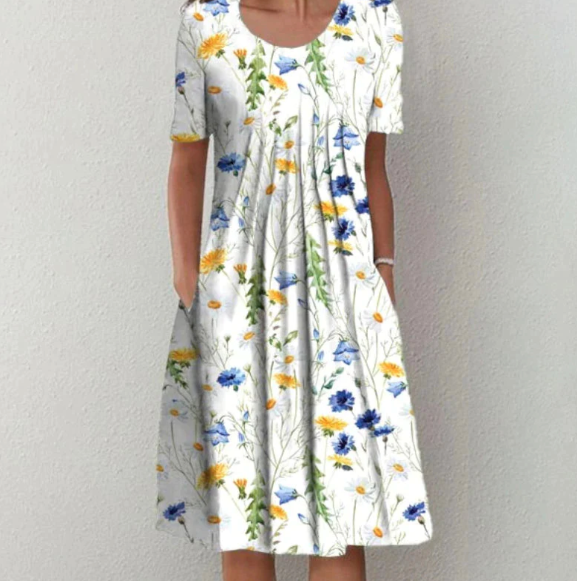 Kleid Damen Midi | Sommerkleid mit Blumenmuster