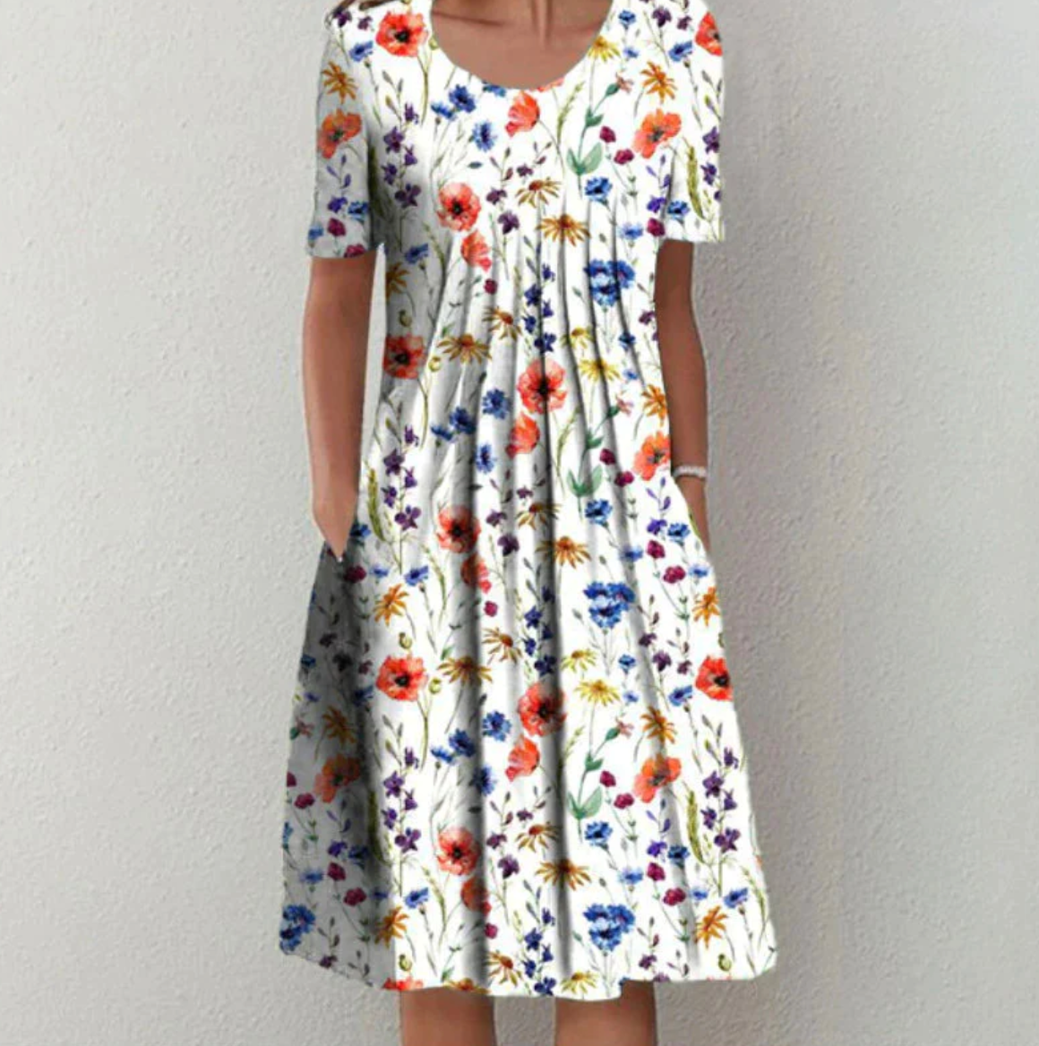 Kleid Damen Midi | Sommerkleid mit Blumenmuster