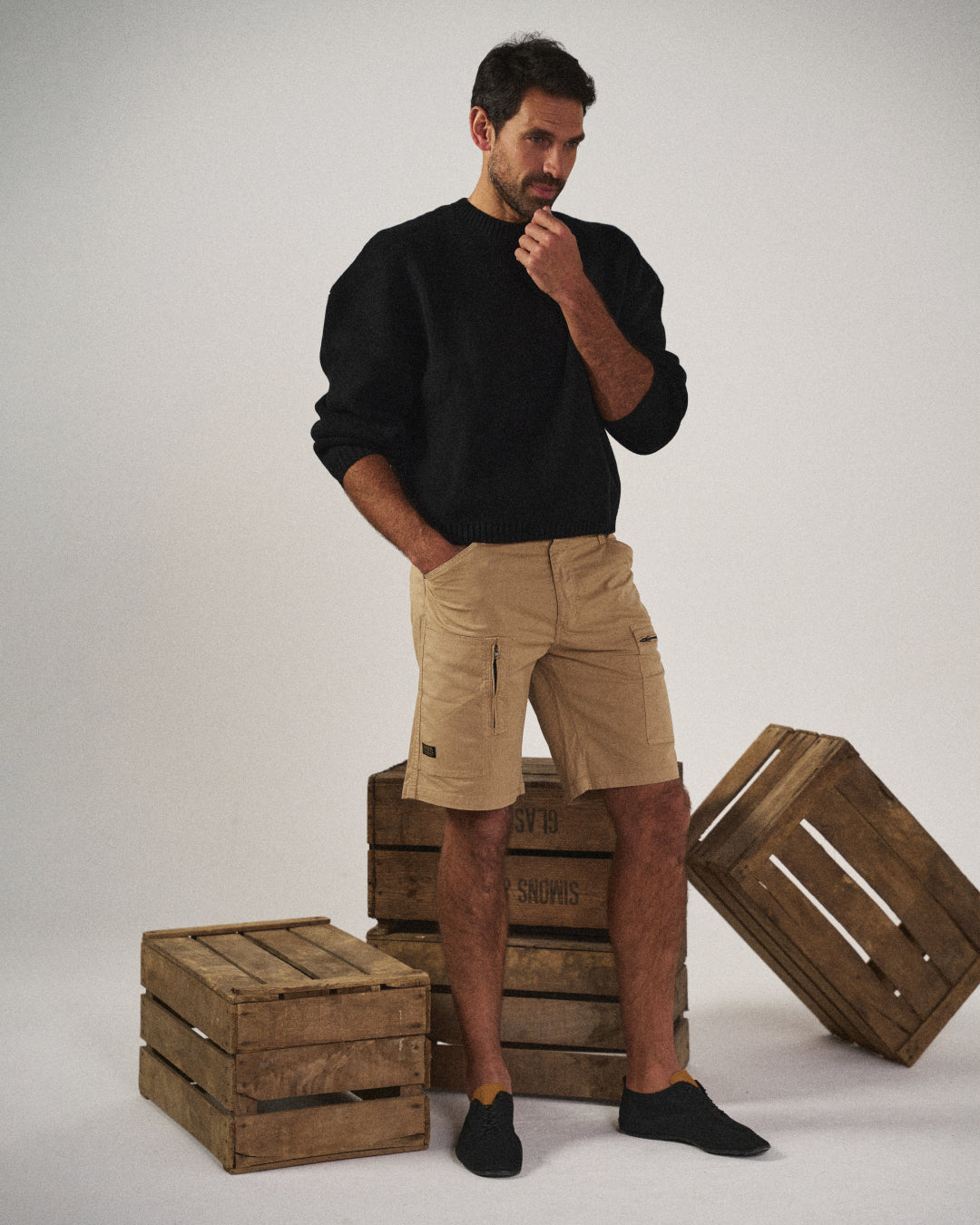 Kurze Hosen Herren Schmale Cargo | Taschen