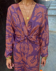 Maxikleid Damen Langarm | Boho Kleid mit V-Ausschnitt und Print