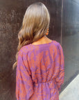 Maxikleid Damen Langarm | Boho Kleid mit V-Ausschnitt und Print