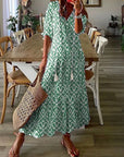 Maxikleid Damen | Sommerkleid mit V-Ausschnitt und Print