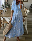 Maxikleid Damen | Sommerkleid mit V-Ausschnitt und Print