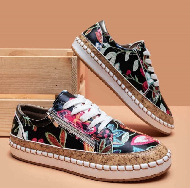 Orthopädische Schuhe Damen | Blumenmuster