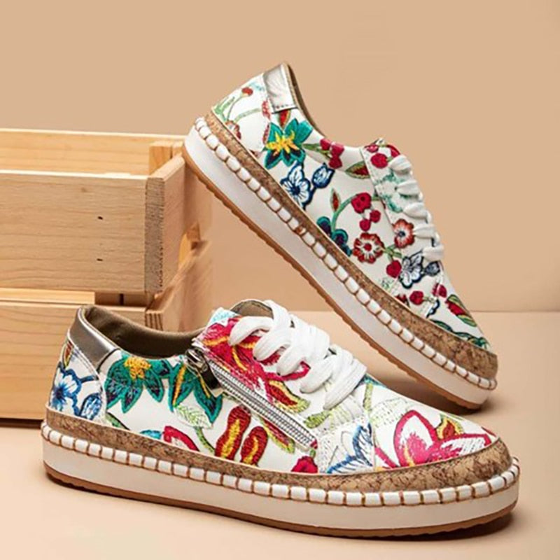 Orthopädische Schuhe Damen | Blumenmuster