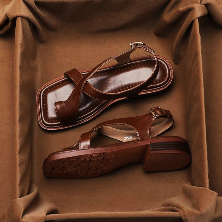 Sandalen Damen mit Fußbett | Flache Riemchensandalen