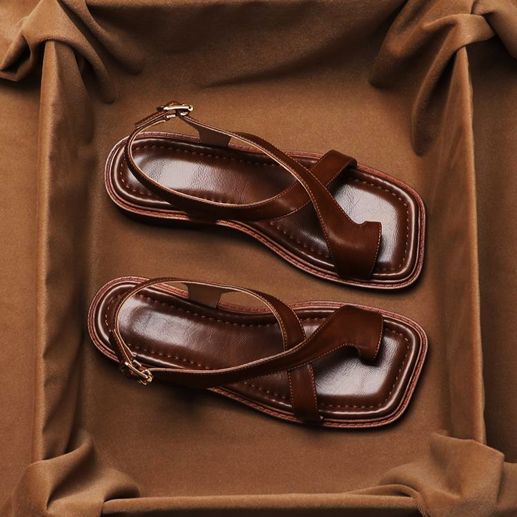 Sandalen Damen mit Fußbett | Flache Riemchensandalen