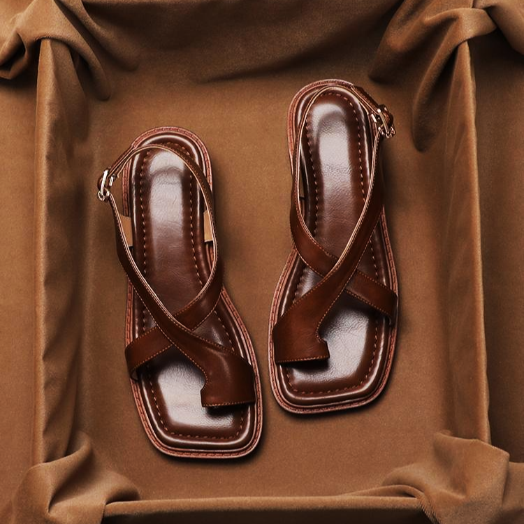 Sandalen Damen mit Fußbett | Flache Riemchensandalen