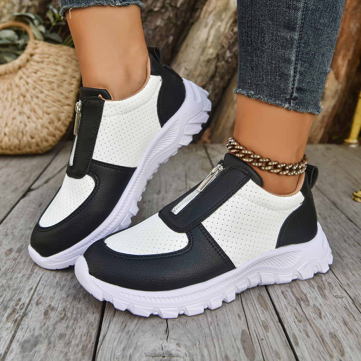 Sneaker Damen mit Reißverschluss | Slip-On
