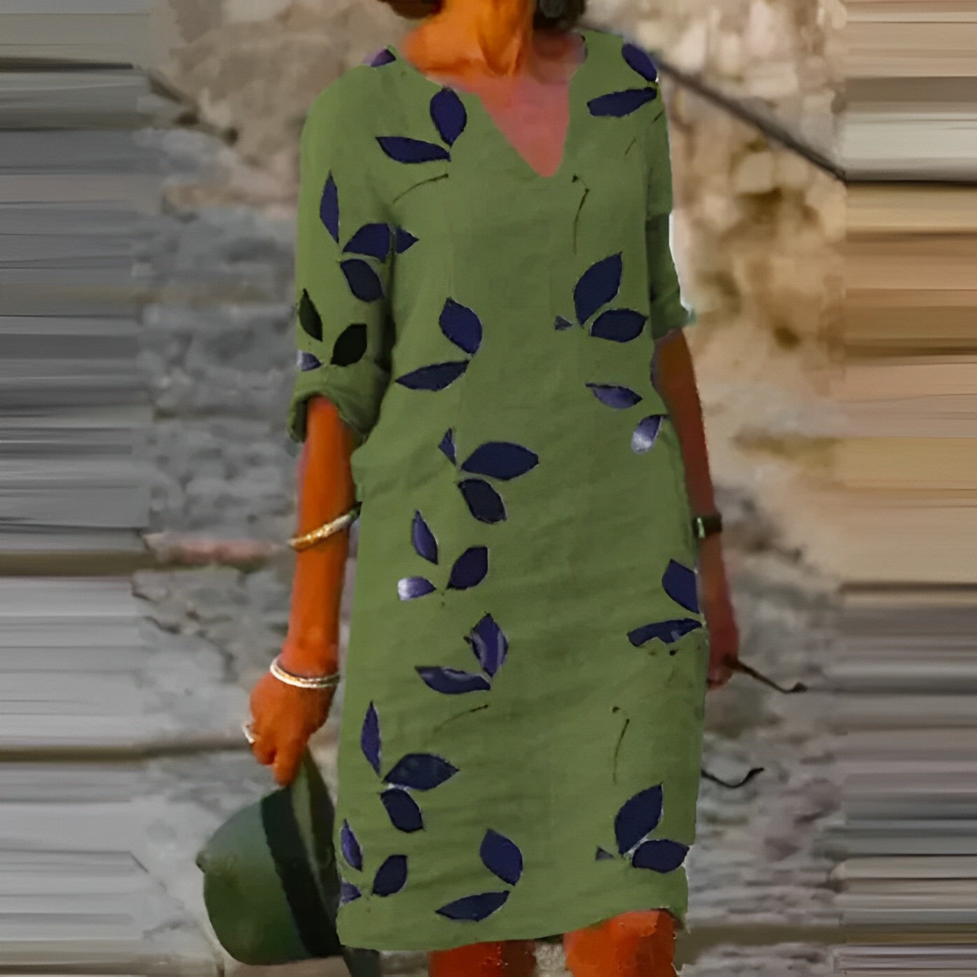 Sommerkleid Damen Kurzarm | Minikleid mit V-Ausschnitt und Print