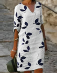 Sommerkleid Damen Kurzarm | Minikleid mit V-Ausschnitt und Print
