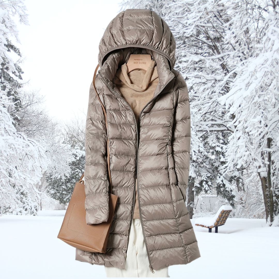 Steppjacke Damen Lang | Mit Kapuze und Reißverschluss