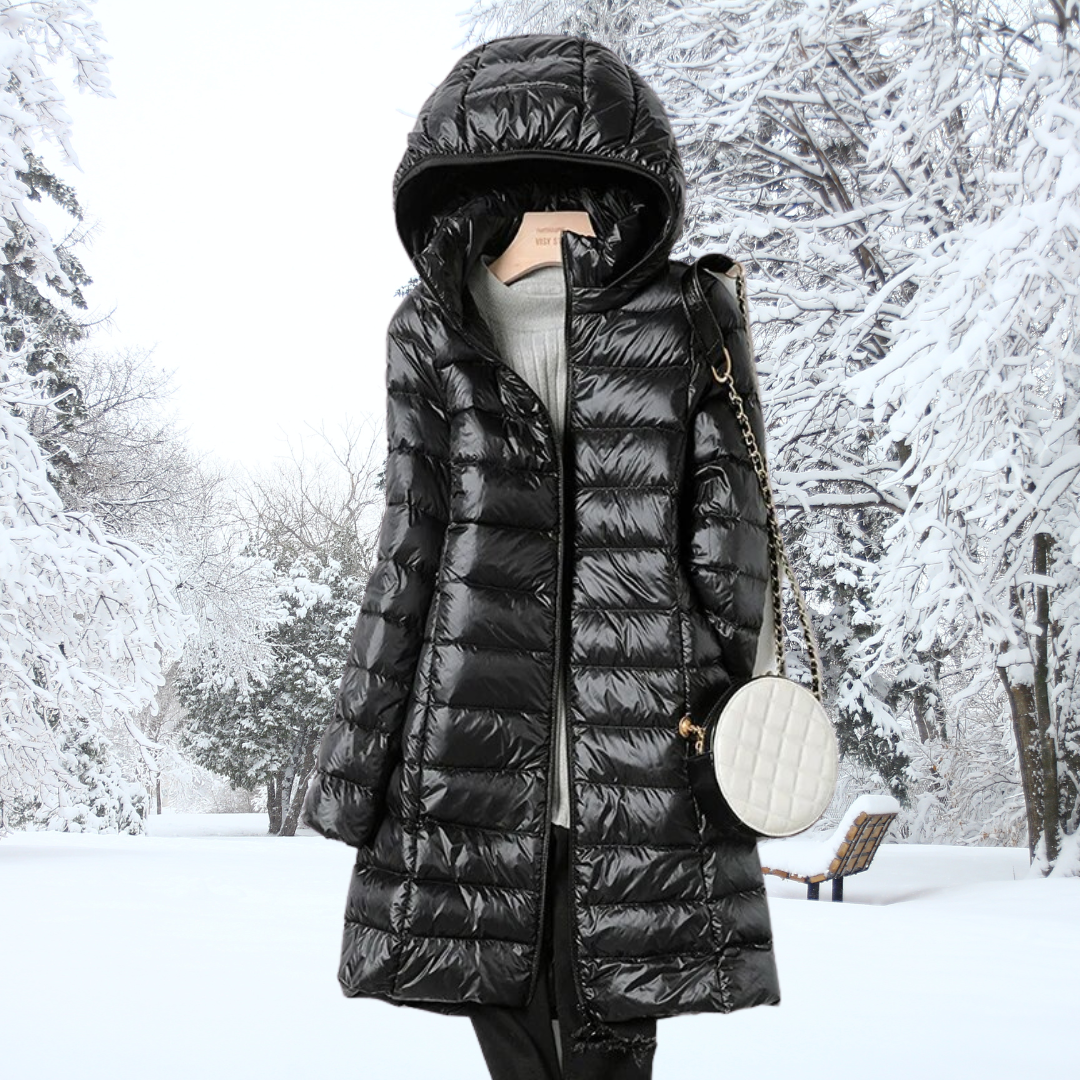 Steppjacke Damen Lang | Mit Kapuze und Reißverschluss