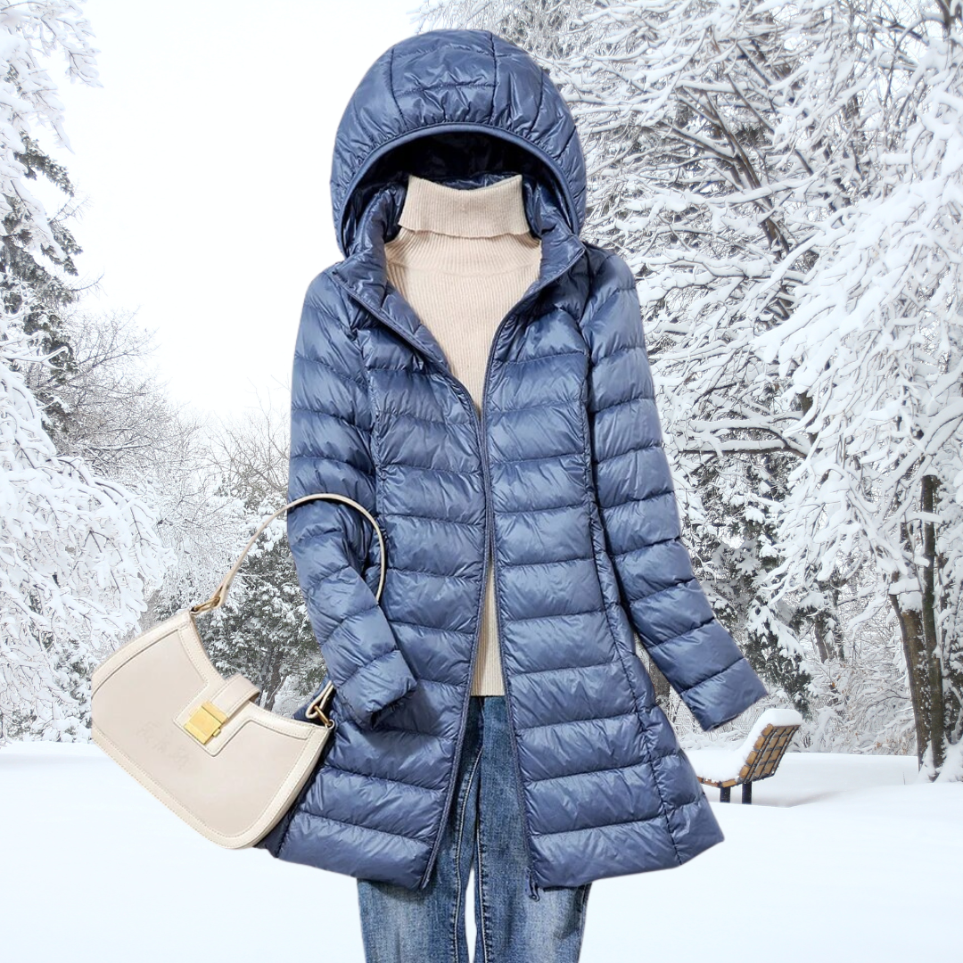 Steppjacke Damen Lang | Mit Kapuze und Reißverschluss