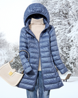 Steppjacke Damen Lang | Mit Kapuze und Reißverschluss