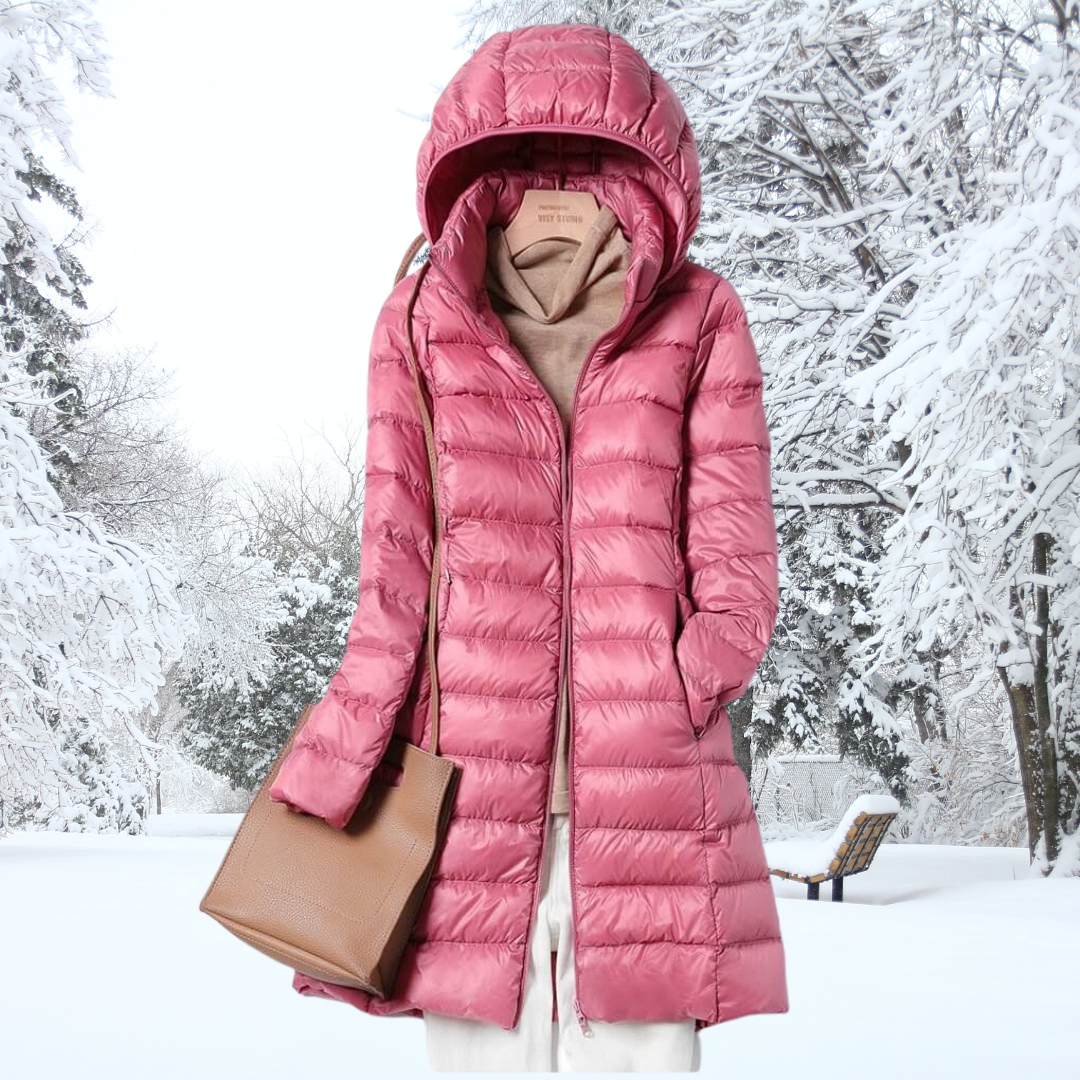 Steppjacke Damen Lang | Mit Kapuze und Reißverschluss