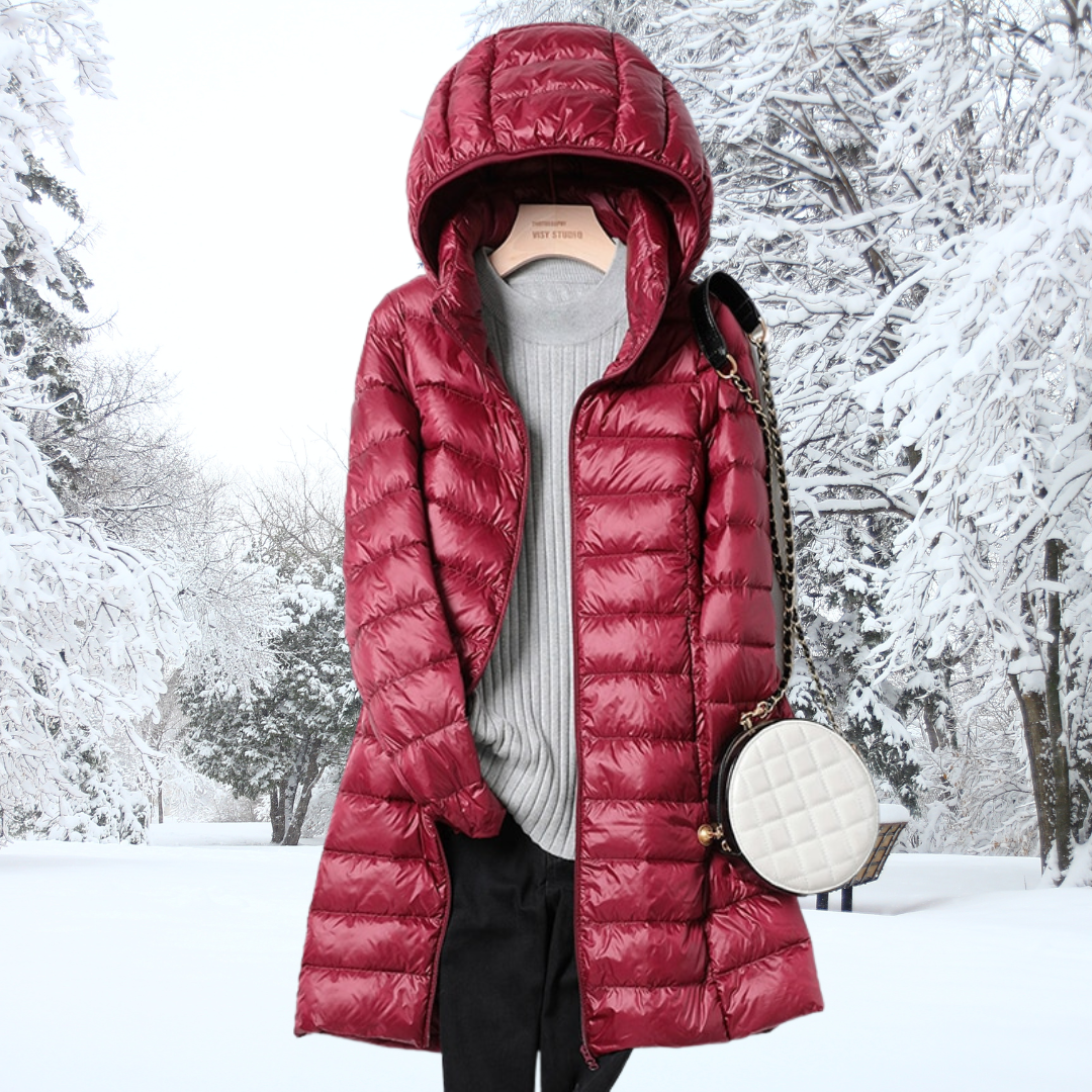 Steppjacke Damen Lang | Mit Kapuze und Reißverschluss