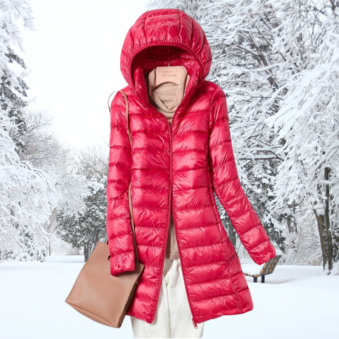Steppjacke Damen Lang | Mit Kapuze und Reißverschluss