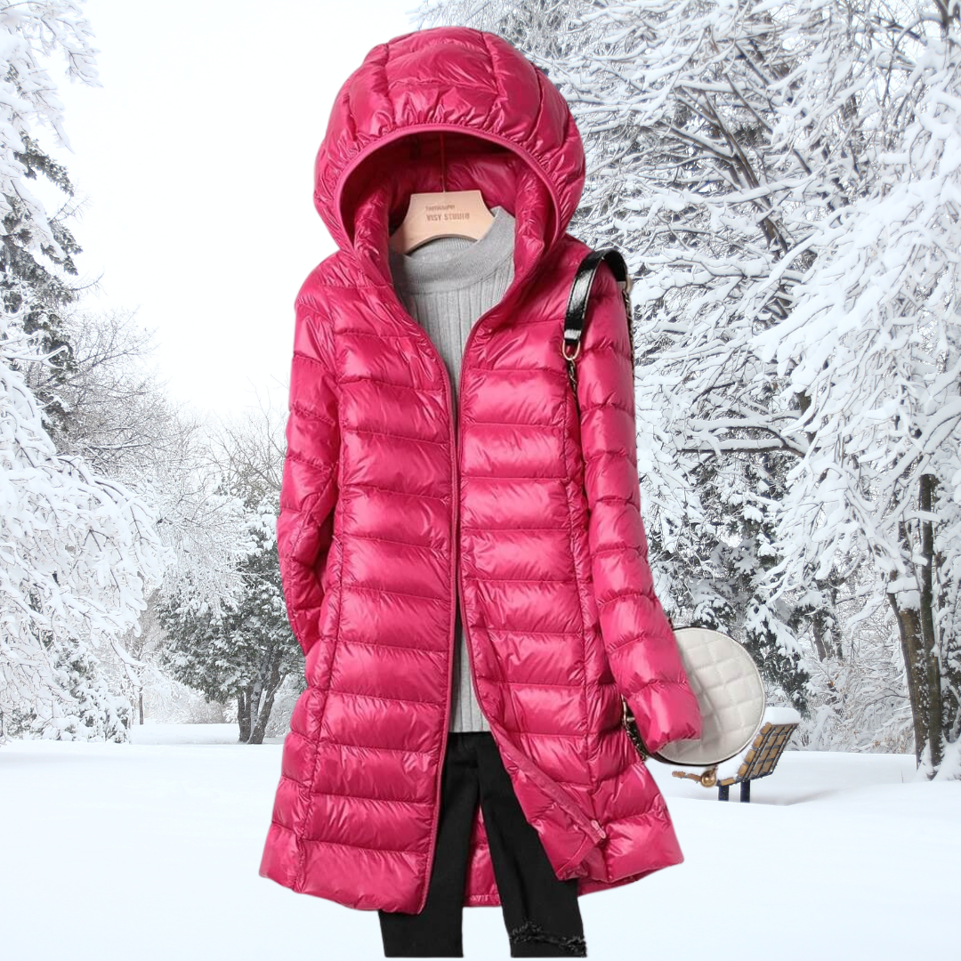 Steppjacke Damen Lang | Mit Kapuze und Reißverschluss