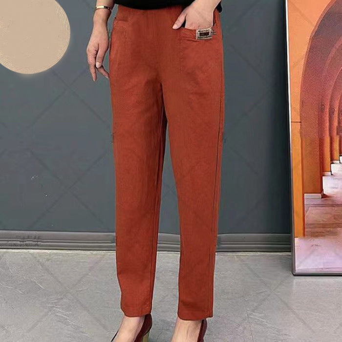 Stoffhose Damen Hohe Taille | Bequeme Hose mit Gummizug