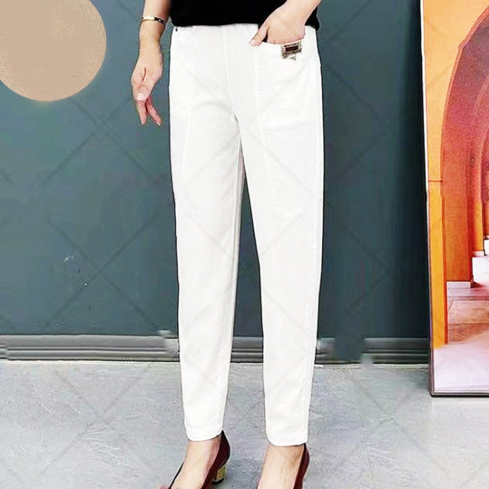 Stoffhose Damen Hohe Taille | Bequeme Hose mit Gummizug