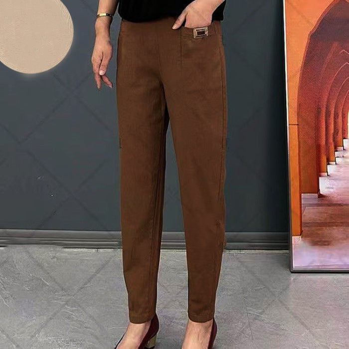 Stoffhose Damen Hohe Taille | Bequeme Hose mit Gummizug