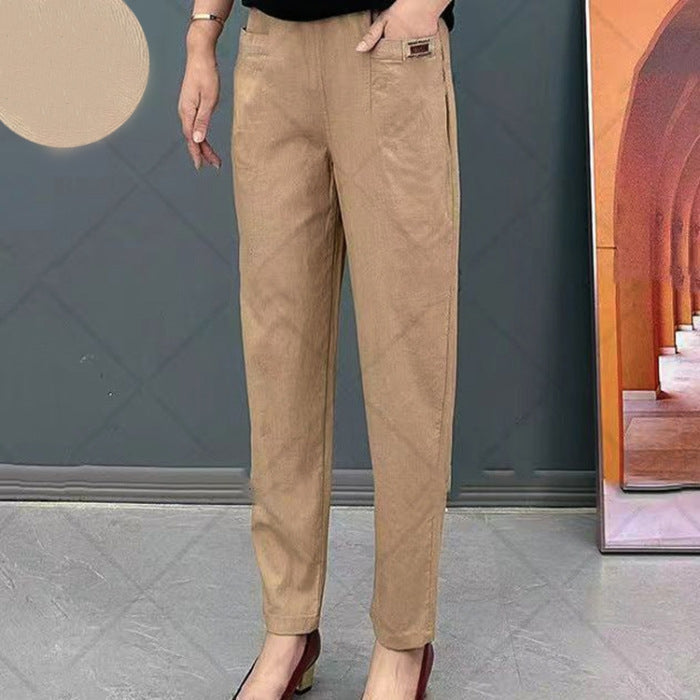 Stoffhose Damen Hohe Taille | Bequeme Hose mit Gummizug