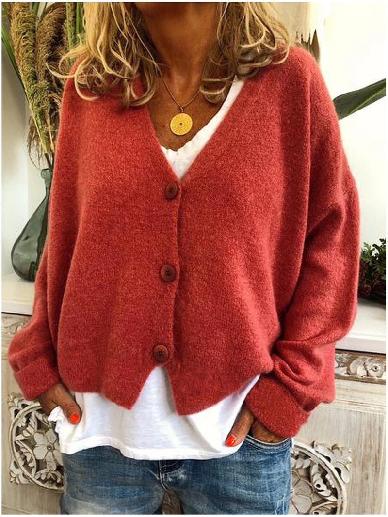 Strickjacke Damen V Ausschnitt | Cardigan mit Knöpfen