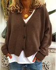 Strickjacke Damen V Ausschnitt | Cardigan mit Knöpfen