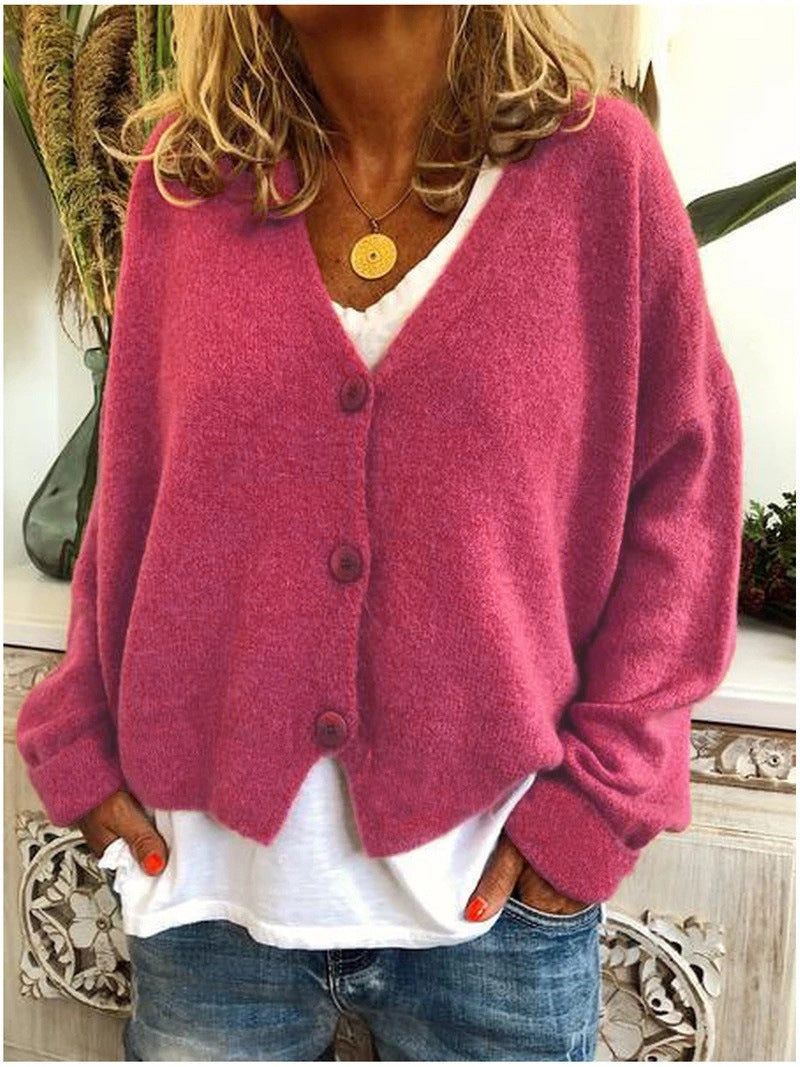 Strickjacke Damen V Ausschnitt | Cardigan mit Knöpfen