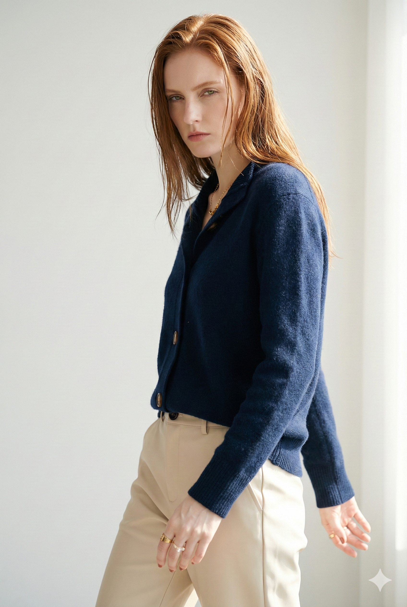 Strickjacke Damen mit Knöpfen | Strickcardigan mit Stehkragen