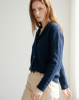 Strickjacke Damen mit Knöpfen | Strickcardigan mit Stehkragen