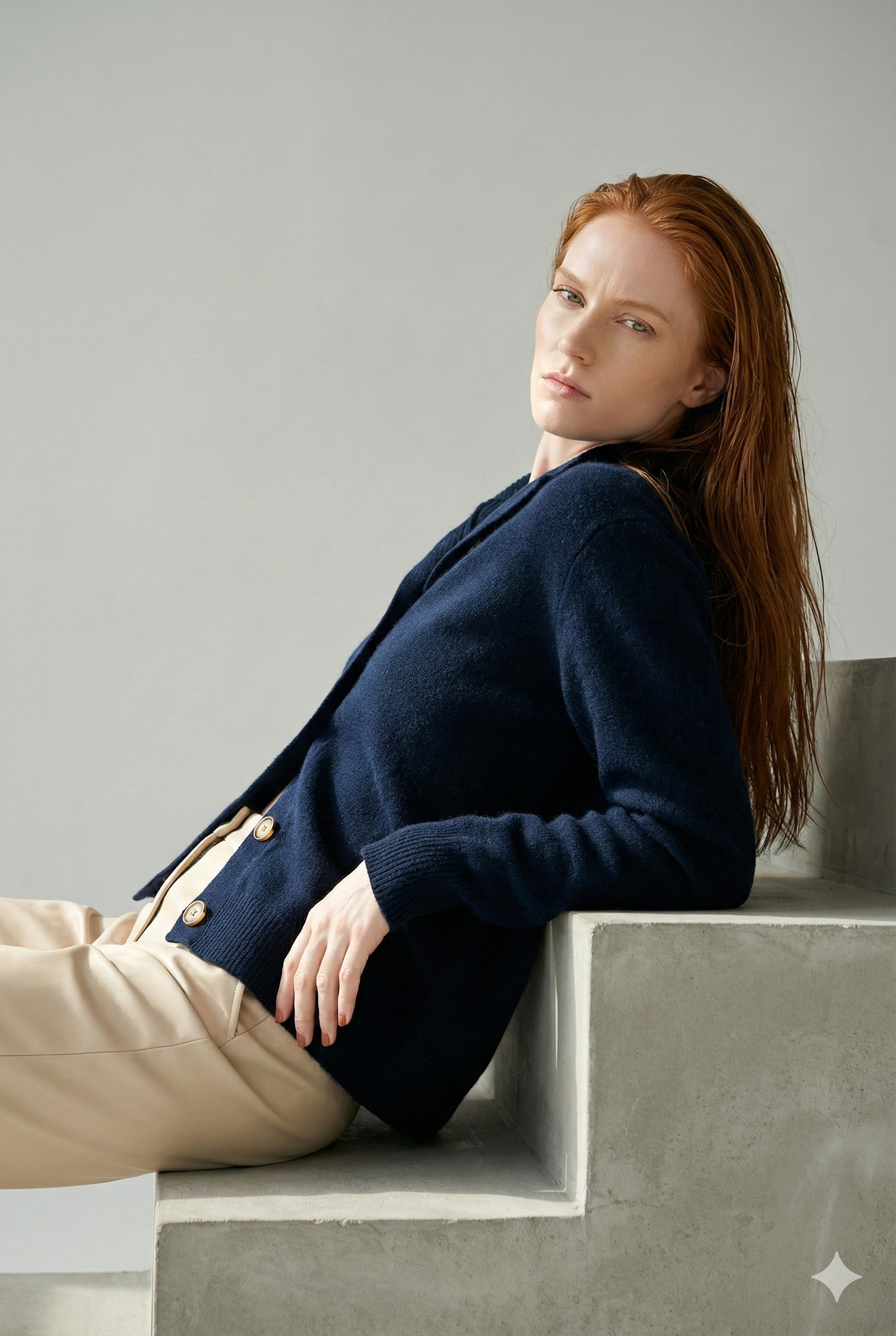 Strickjacke Damen mit Knöpfen | Strickcardigan mit Stehkragen