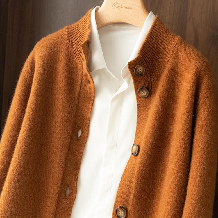 Strickjacke Damen mit Knöpfen | Strickcardigan mit Stehkragen