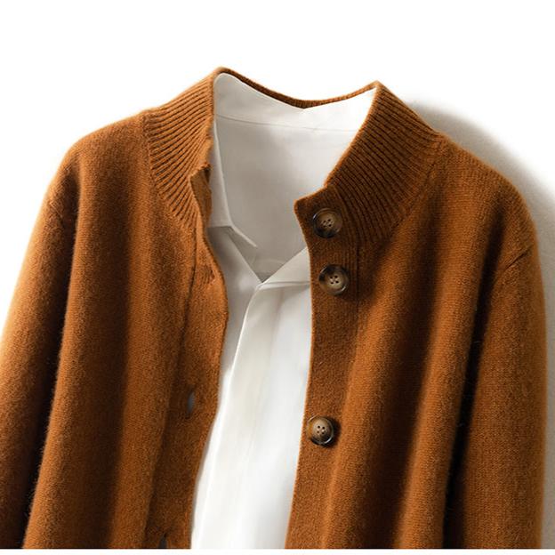 Strickjacke Damen mit Knöpfen | Strickcardigan mit Stehkragen