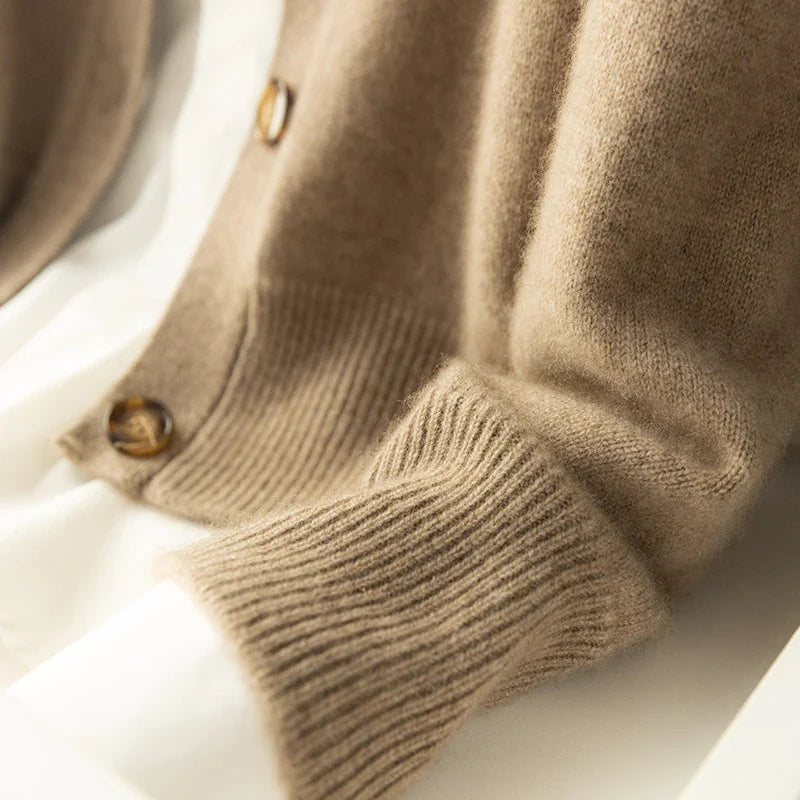 Strickjacke Damen mit Knöpfen | Strickcardigan mit Stehkragen
